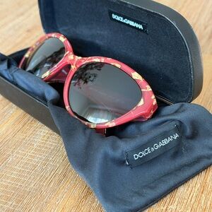 Dolce & Gabbana Cat Eye Red and Gold Sunglasses
